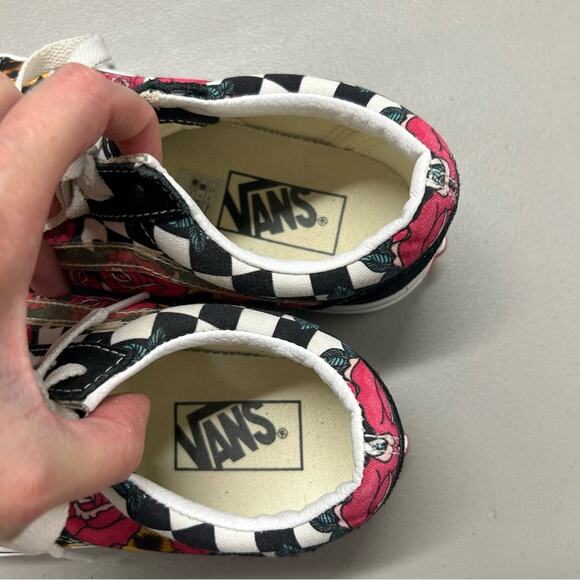 Vans Sneakers Checkered Animal Print Floral Roses Low Top Shoes Womens Size 7 - Picture 6 of 7